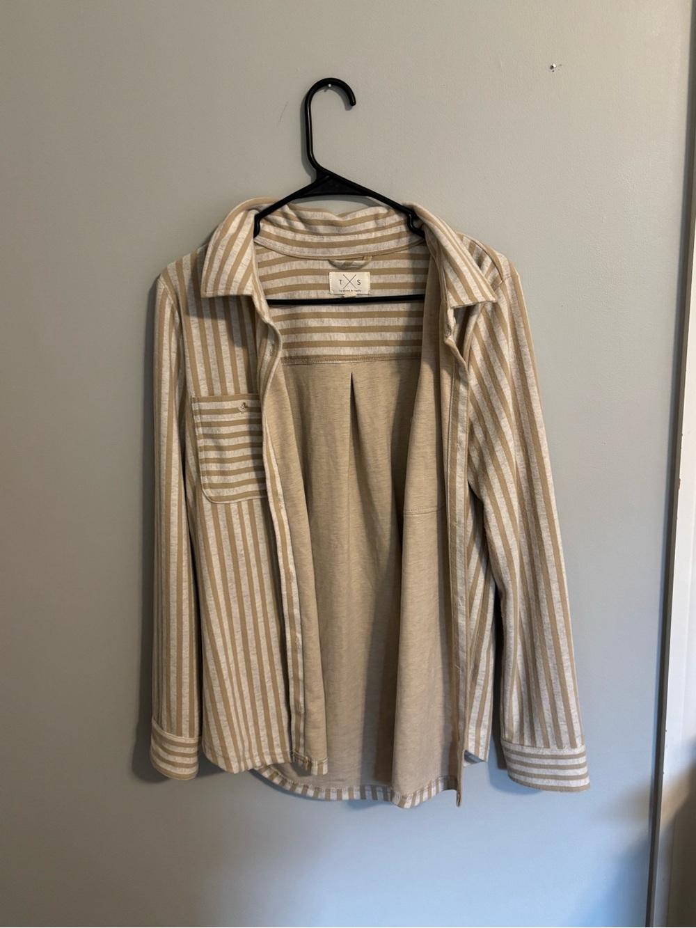 Thread & Supply Beige and White Striped Button-Down Shirt